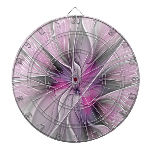 Blumenmuster Fraktal Moderne Abstrakte Blume Rosa Dartscheibe (vorne)