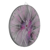 Blumenmuster Fraktal Moderne Abstrakte Blume Rosa Dartscheibe (Vorderseite Links)