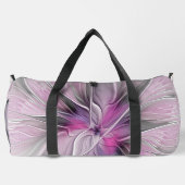 Blumenmuster Fraktal Moderne Abstrakte Blume Rosa Duffle Bag (Rückseite)