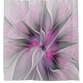 Blumenmuster Fraktal Moderne Abstrakte Blume Rosa Duschvorhang (Vorderseite)