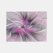 Blumenmuster Fraktal Moderne Abstrakte Blume Rosa  Fleecedecke (Vorderseite (Horizontal))