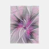Blumenmuster Fraktal Moderne Abstrakte Blume Rosa  Fleecedecke (Vorderseite)