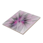 Blumenmuster Fraktal Moderne Abstrakte Blume Rosa Fliese (Seite)