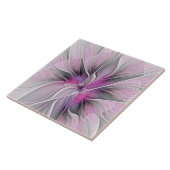 Blumenmuster Fraktal Moderne Abstrakte Blume Rosa Fliese (Seite)