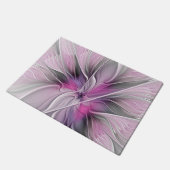 Blumenmuster Fraktal Moderne Abstrakte Blume Rosa Fußmatte (Schrägansicht)