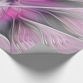 Blumenmuster Fraktal Moderne Abstrakte Blume Rosa Geschenkpapier (Ecke)