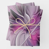 Blumenmuster Fraktal Moderne Abstrakte Blume Rosa  Geschenkpapier Set (Beispiel)