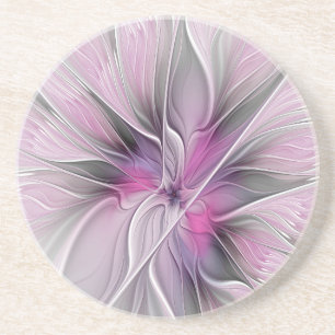Blumenmuster Fraktal Moderne Abstrakte Blume Rosa Getränkeuntersetzer