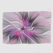 Blumenmuster Fraktal Moderne Abstrakte Blume Rosa Golfhandtuch (Horizontal)