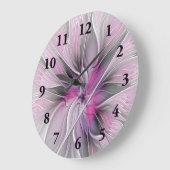 Blumenmuster Fraktal Moderne Abstrakte Blume Rosa  Große Wanduhr (Winkel)