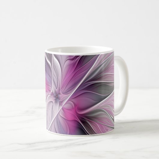 Blumenmuster Fraktal Moderne Abstrakte Blume Rosa Kaffeetasse (VorderseiteRechts)