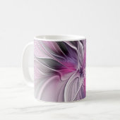 Blumenmuster Fraktal Moderne Abstrakte Blume Rosa Kaffeetasse (Vorderseite Links)