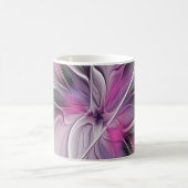 Blumenmuster Fraktal Moderne Abstrakte Blume Rosa Kaffeetasse (Mittel)