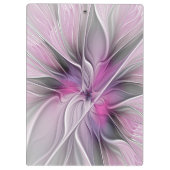 Blumenmuster Fraktal Moderne Abstrakte Blume Rosa  Klemmbrett (Rückseite)