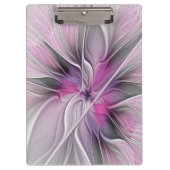 Blumenmuster Fraktal Moderne Abstrakte Blume Rosa  Klemmbrett (Vorderseite)
