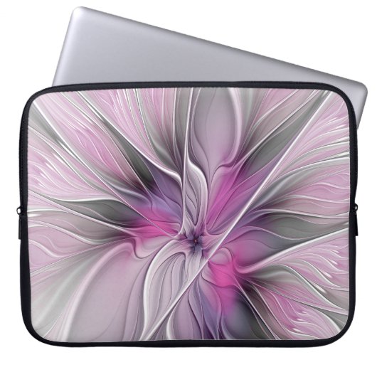 Blumenmuster Fraktal Moderne Abstrakte Blume Rosa Laptopschutzhülle (Vorderseite)