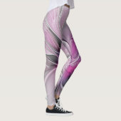 Blumenmuster Fraktal Moderne Abstrakte Blume Rosa Leggings (Rechts)
