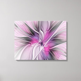 Blumenmuster Fraktal Moderne Abstrakte Blume Rosa  Leinwanddruck