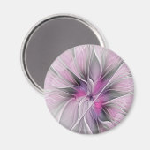Blumenmuster Fraktal Moderne Abstrakte Blume Rosa Magnet (Vorderseite/Rückseite)