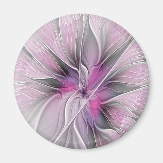 Blumenmuster Fraktal Moderne Abstrakte Blume Rosa Magnet (Vorne)