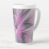 Blumenmuster Fraktal Moderne Abstrakte Blume Rosa  Milchtasse (Rechte Ecke)