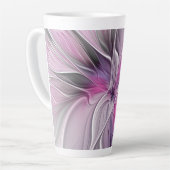 Blumenmuster Fraktal Moderne Abstrakte Blume Rosa  Milchtasse (Linke Ecke)