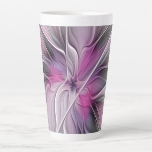 Blumenmuster Fraktal Moderne Abstrakte Blume Rosa  Milchtasse