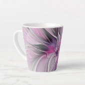 Blumenmuster Fraktal Moderne Abstrakte Blume Rosa  Milchtasse (Linke Ecke)