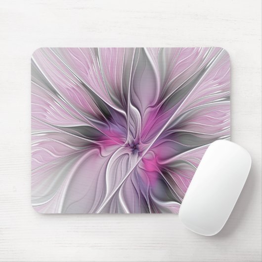 Blumenmuster Fraktal Moderne Abstrakte Blume Rosa Mousepad (Mit Mouse)