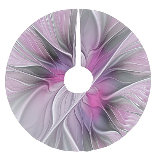 Blumenmuster Fraktal Moderne Abstrakte Blume Rosa  Polyester Weihnachtsbaumdecke (Vorderseite)