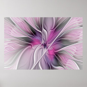 Blumenmuster Fraktal Moderne Abstrakte Blume Rosa  Poster
