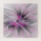 Blumenmuster Fraktal Moderne Abstrakte Blume Rosa Puzzle (Horizontal)