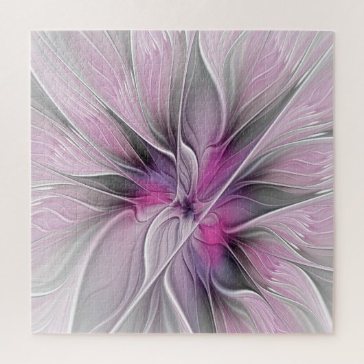 Blumenmuster Fraktal Moderne Abstrakte Blume Rosa Puzzle (Vertikal)