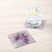 Blumenmuster Fraktal Moderne Abstrakte Blume Rosa Rechteckiger Pappuntersetzer (Vor Ort)