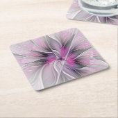 Blumenmuster Fraktal Moderne Abstrakte Blume Rosa Rechteckiger Pappuntersetzer (angewinkelt)