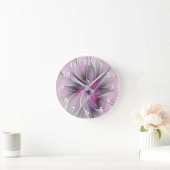 Blumenmuster Fraktal Moderne Abstrakte Blume Rosa  Runde Wanduhr (Zuhause)