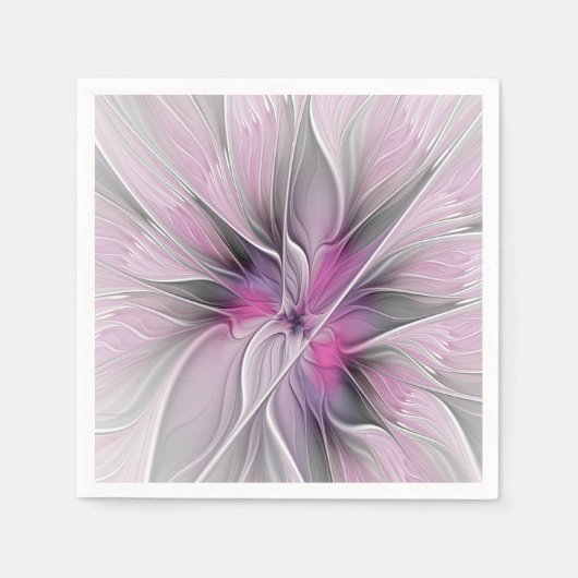 Blumenmuster Fraktal Moderne Abstrakte Blume Rosa Serviette (Vorderseite)