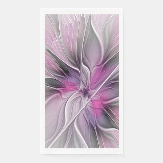 Blumenmuster Fraktal Moderne Abstrakte Blume Rosa Serviette (Vorderseite)