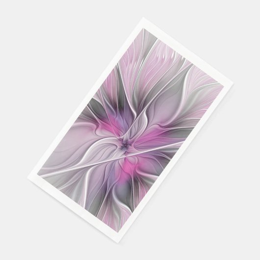 Blumenmuster Fraktal Moderne Abstrakte Blume Rosa Serviette (Ecke)