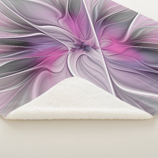 Blumenmuster Fraktal Moderne Abstrakte Blume Rosa Sherpadecke (3/4)