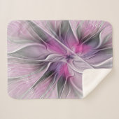 Blumenmuster Fraktal Moderne Abstrakte Blume Rosa Sherpadecke (Vorderseite (Horizontal))