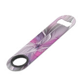 Blumenmuster Fraktal Moderne Abstrakte Blume Rosa  Speed Flaschenöffner (Rückseite Schrägansicht)