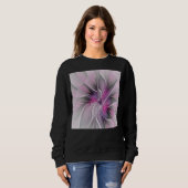 Blumenmuster Fraktal Moderne Abstrakte Blume Rosa Sweatshirt (Vorne ganz)