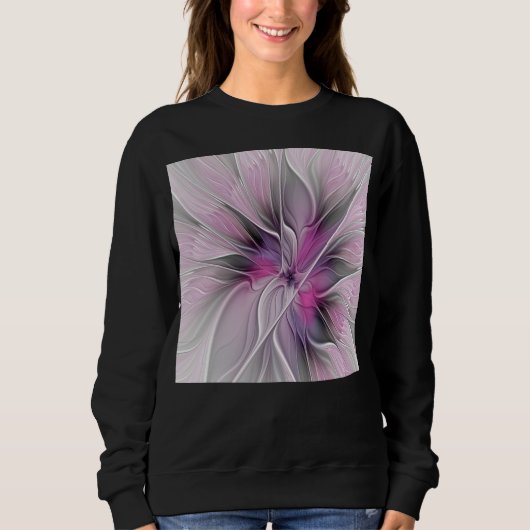Blumenmuster Fraktal Moderne Abstrakte Blume Rosa Sweatshirt (Vorderseite)
