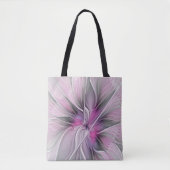 Blumenmuster Fraktal Moderne Abstrakte Blume Rosa  Tasche (Vorderseite)