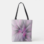 Blumenmuster Fraktal Moderne Abstrakte Blume Rosa  Tasche (Rückseite)