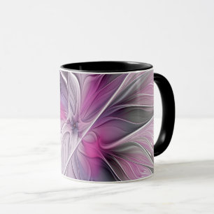 Blumenmuster Fraktal Moderne Abstrakte Blume Rosa Tasse