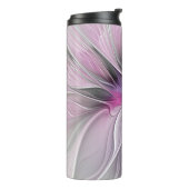 Blumenmuster Fraktal Moderne Abstrakte Blume Rosa  Thermosbecher (Nach links gedreht)
