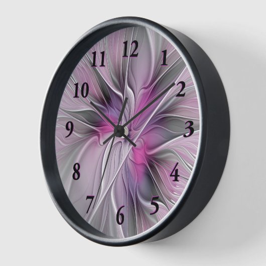 Blumenmuster Fraktal Moderne Abstrakte Blume Rosa Uhr (Winkel)