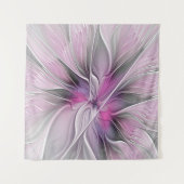 Blumenmuster Fraktal Moderne Abstrakte Blume Rosa  Wandteppich (Vorderseite)